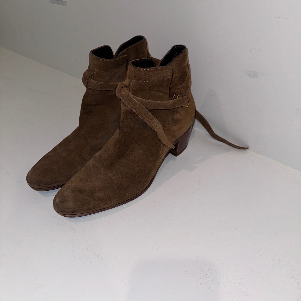Saint Laurent Women's Suede Moto Boots (Used)